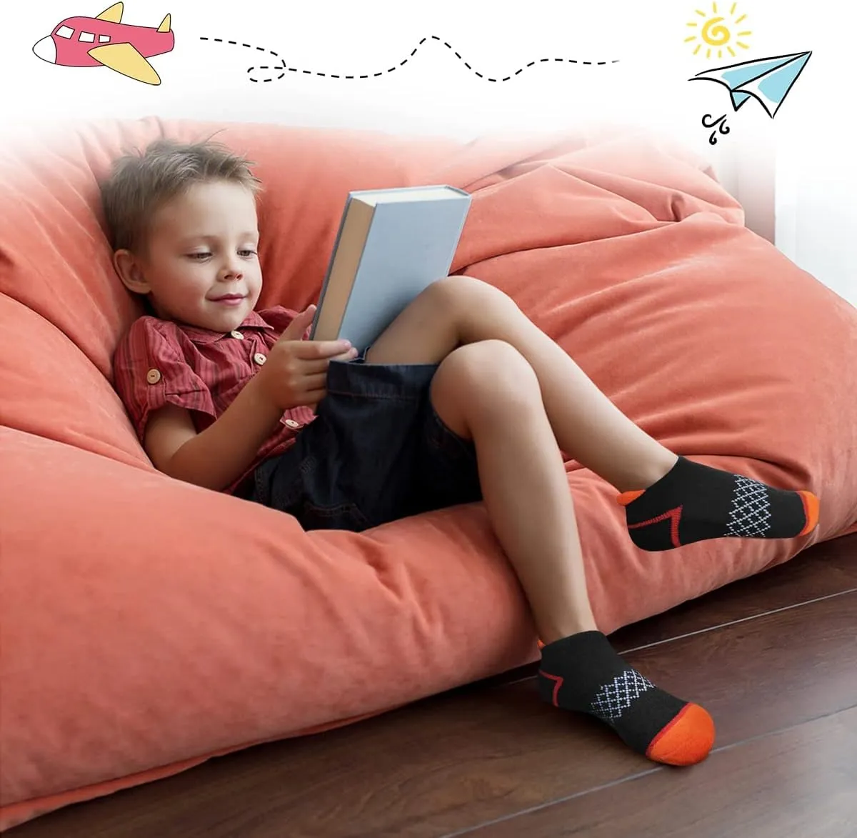 12 Pairs Boys Socks Ankle Athletic Socks With Cushioned Sole For 4-6 6-8 8-10 Years Old Kids
