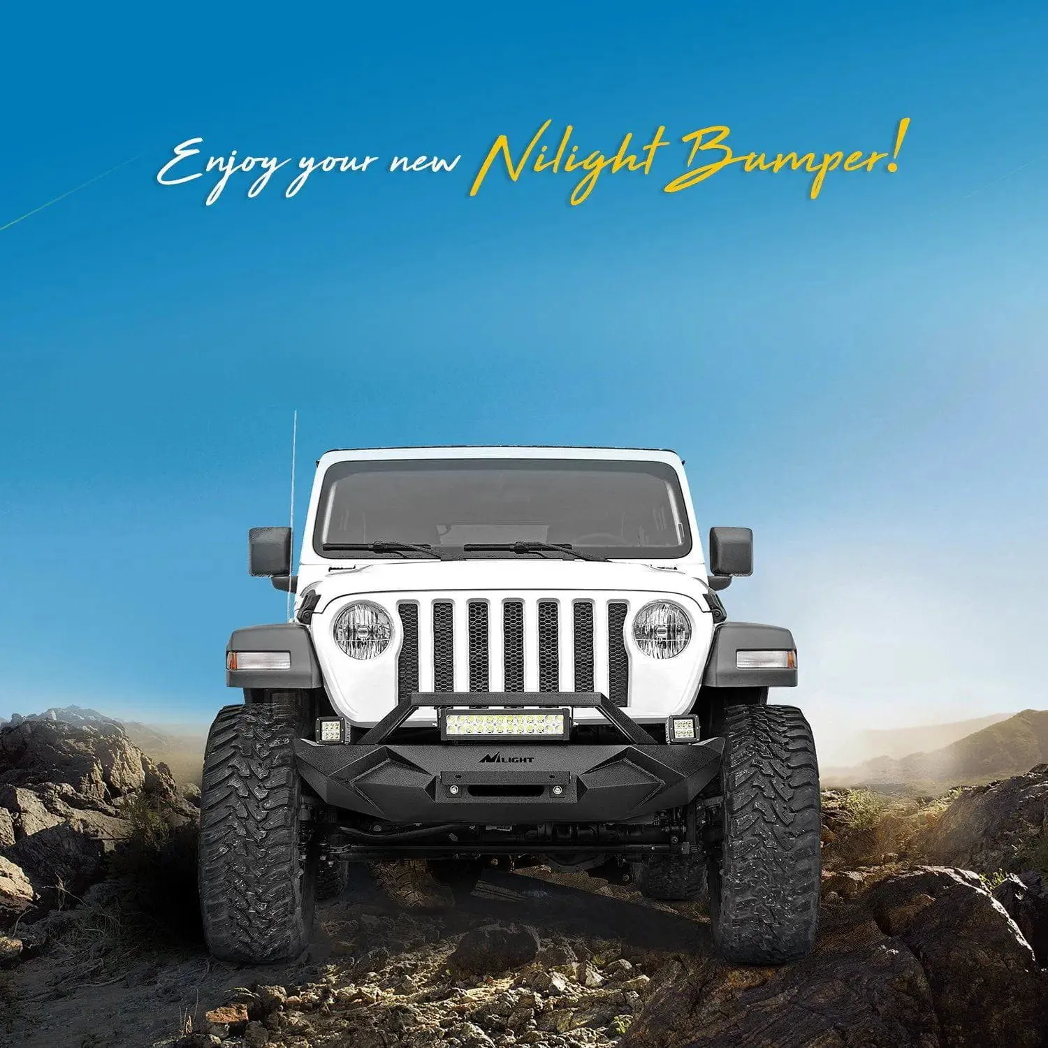 2018-2023 Jeep Wrangler JL Front Bumper Winch Plate with 72W LED light bar 2Pcs 18W LED Work Light Pod License Plate Bracket