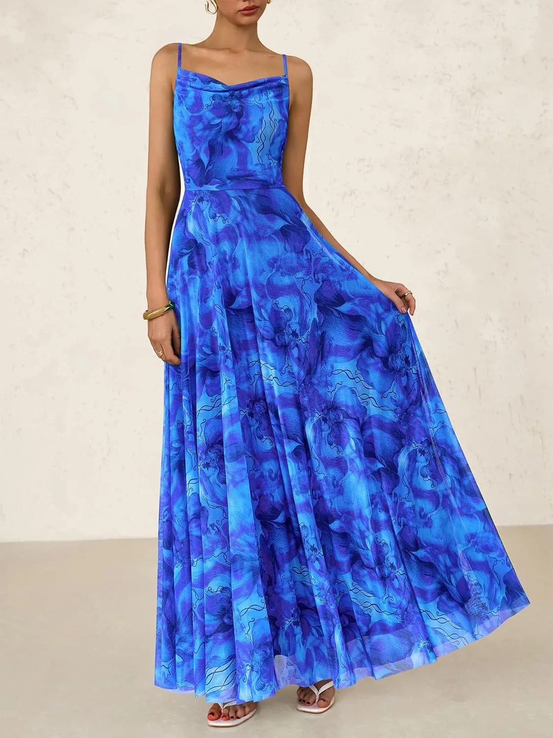 BTFBM Women Summer Floral Maxi Dresses Elegant Spaghetti Strap Dress Printed Party Dress Beach Long Dresses