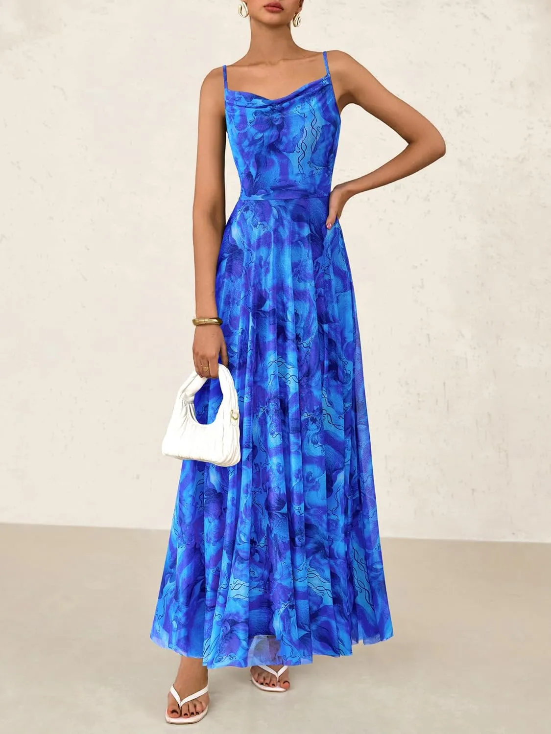 BTFBM Women Summer Floral Maxi Dresses Elegant Spaghetti Strap Dress Printed Party Dress Beach Long Dresses