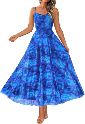 BTFBM Women Summer Floral Maxi Dresses Elegant Spaghetti Strap Dress Printed Party Dress Beach Long Dresses