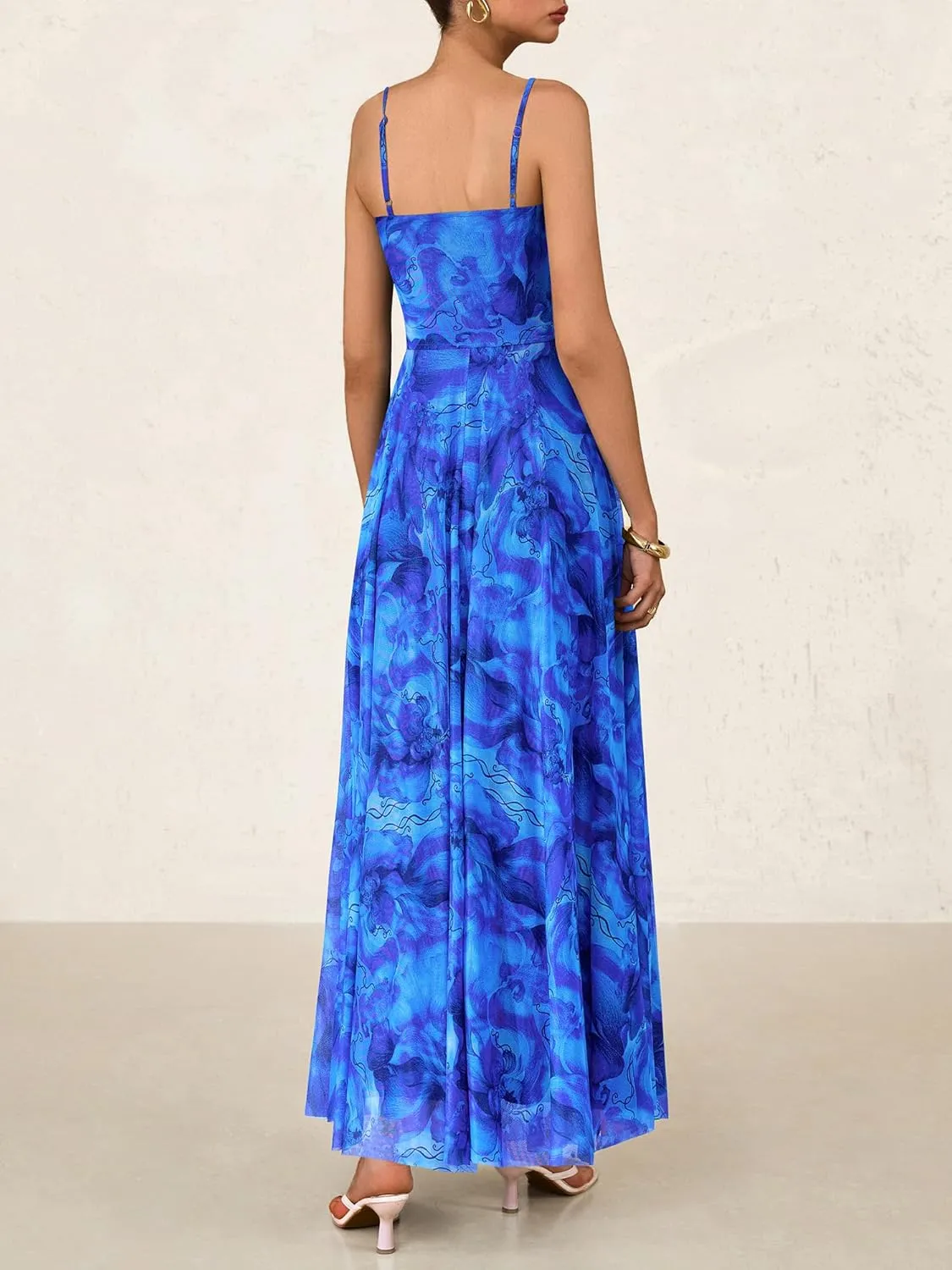 BTFBM Women Summer Floral Maxi Dresses Elegant Spaghetti Strap Dress Printed Party Dress Beach Long Dresses