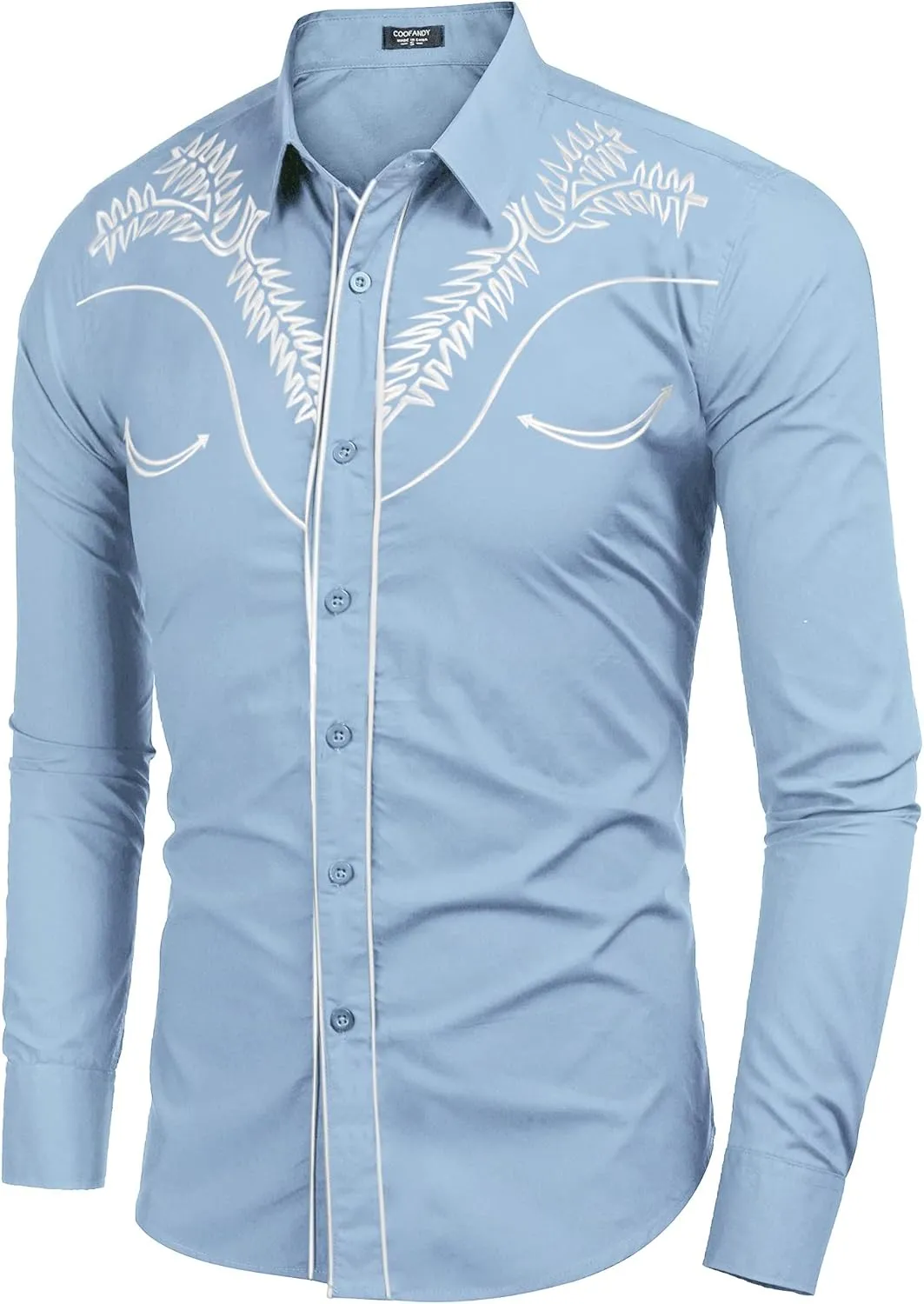 COOFANDY Men's Western Shirts Long Sleeve Embroideres Cowboy Shirts Casual Button Down Shirt