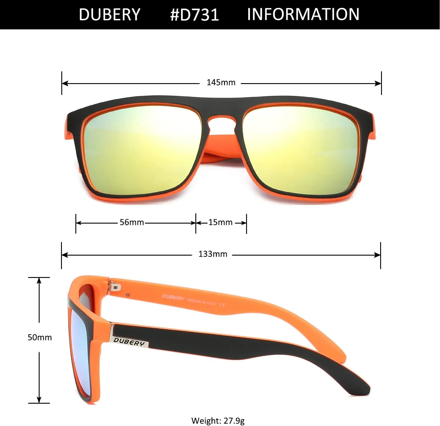 DUBERY Classic Polarized Sunglasses for Men Women Retro 100% UV Protection Driving Sun Glasses D731
