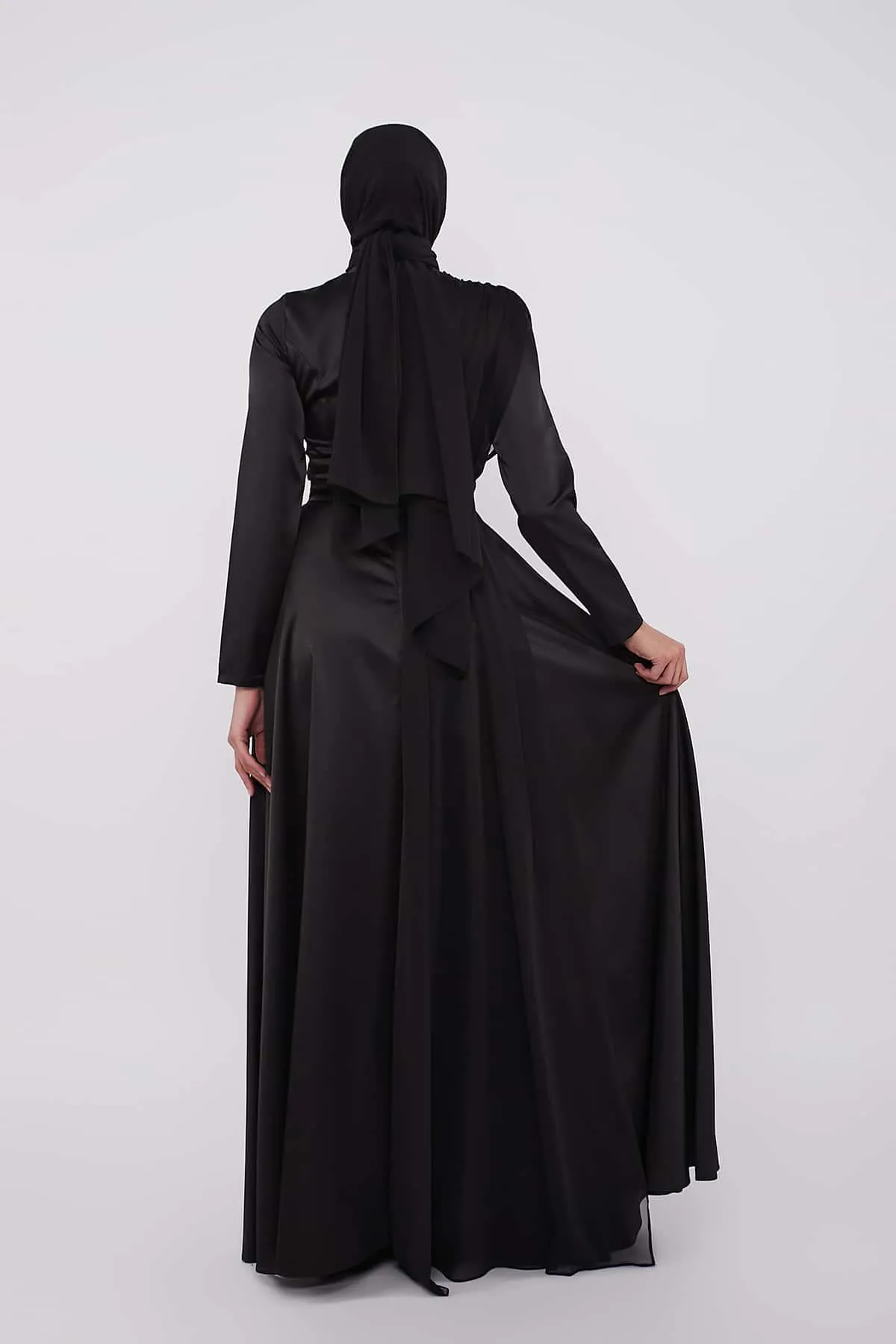 Evening Belted Dress - Black
