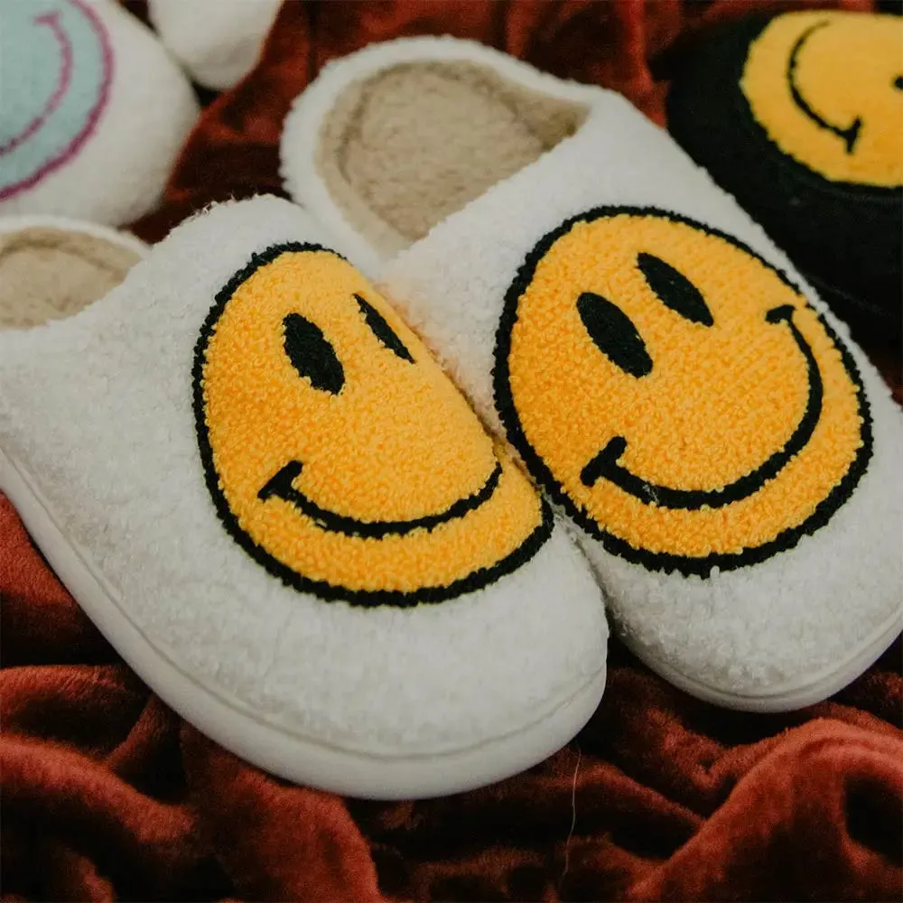 Happy Face Fuzzy Slippers