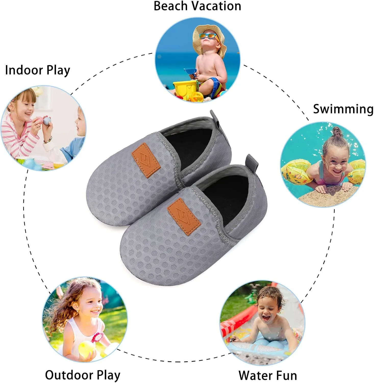 Lefflow Toddler Water Shoes Kids Quick Dry Beach Swim Socks Shoes Baby Non Slip House Slippers