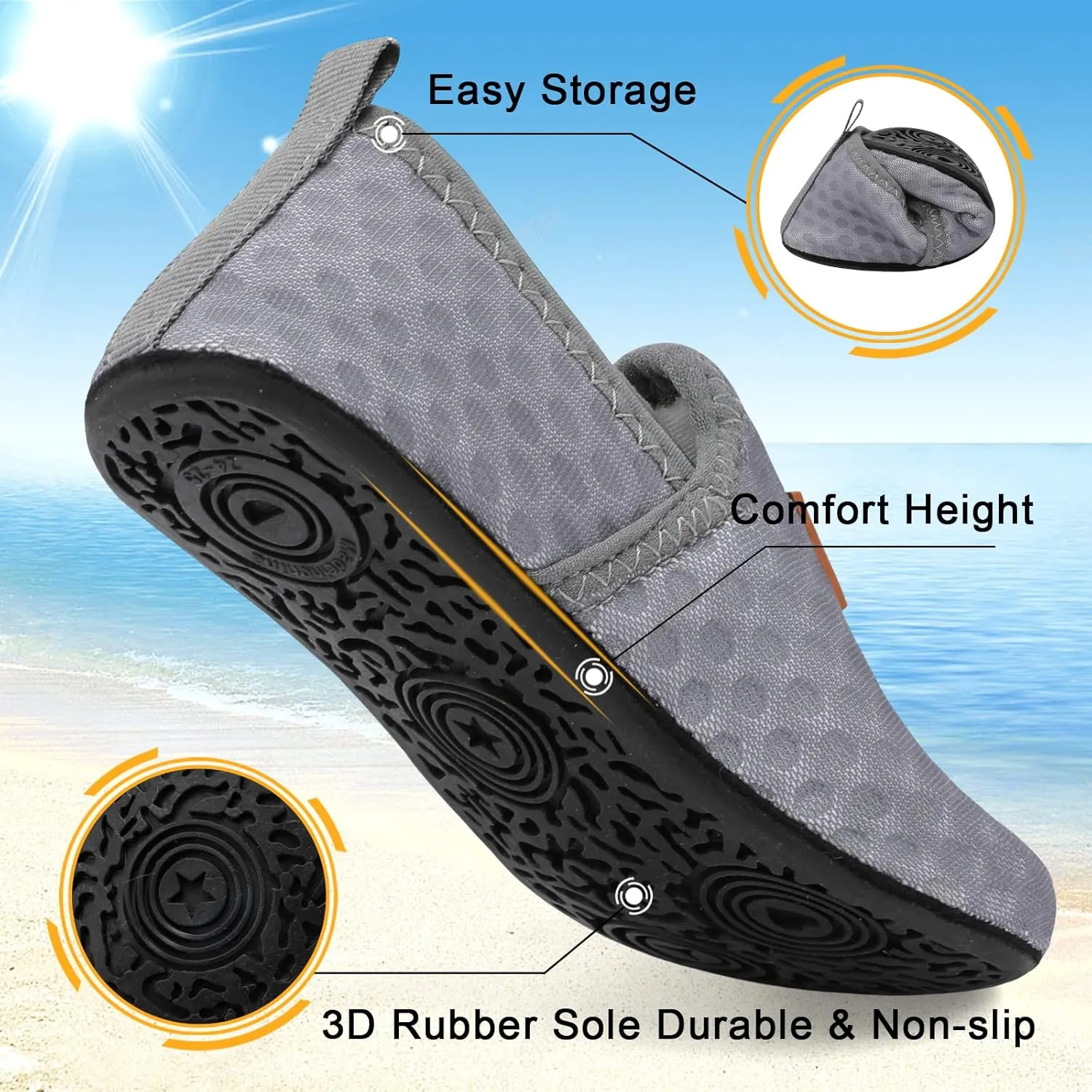 Lefflow Toddler Water Shoes Kids Quick Dry Beach Swim Socks Shoes Baby Non Slip House Slippers