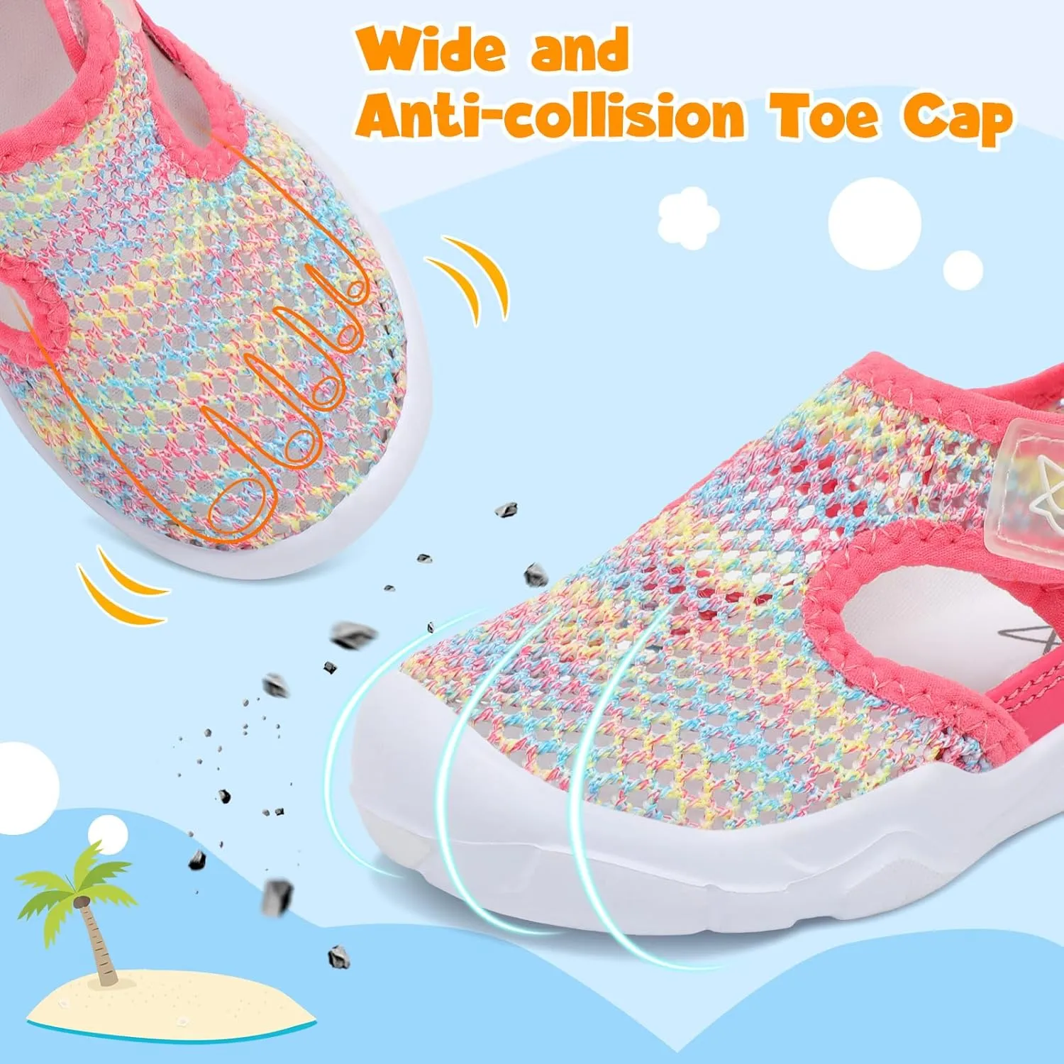 LeIsfIt Toddler Sandals Boys Girls Wide Sandals Kids Water Sandal Shoes Lightweight Barefoot Summer Shoes for Beach Swim