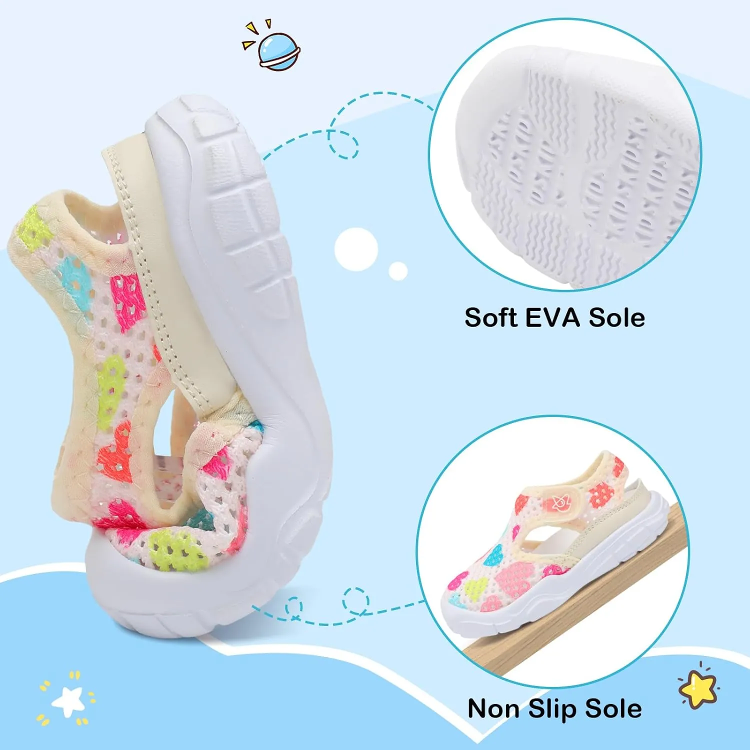 LeIsfIt Toddler Sandals Boys Girls Wide Sandals Kids Water Sandal Shoes Lightweight Barefoot Summer Shoes for Beach Swim
