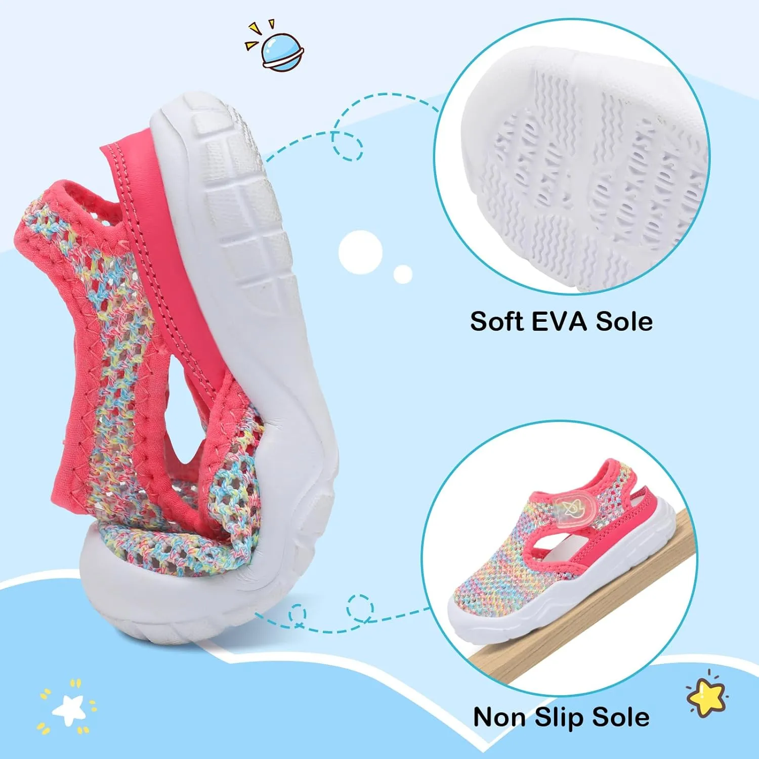 LeIsfIt Toddler Sandals Boys Girls Wide Sandals Kids Water Sandal Shoes Lightweight Barefoot Summer Shoes for Beach Swim