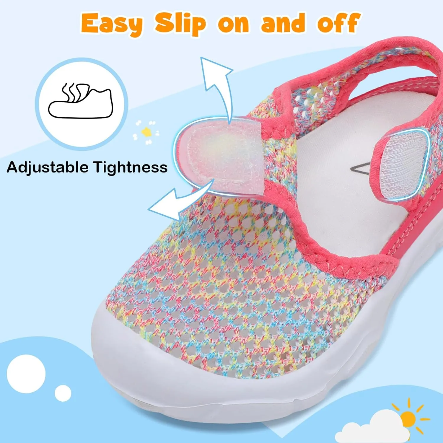 LeIsfIt Toddler Sandals Boys Girls Wide Sandals Kids Water Sandal Shoes Lightweight Barefoot Summer Shoes for Beach Swim