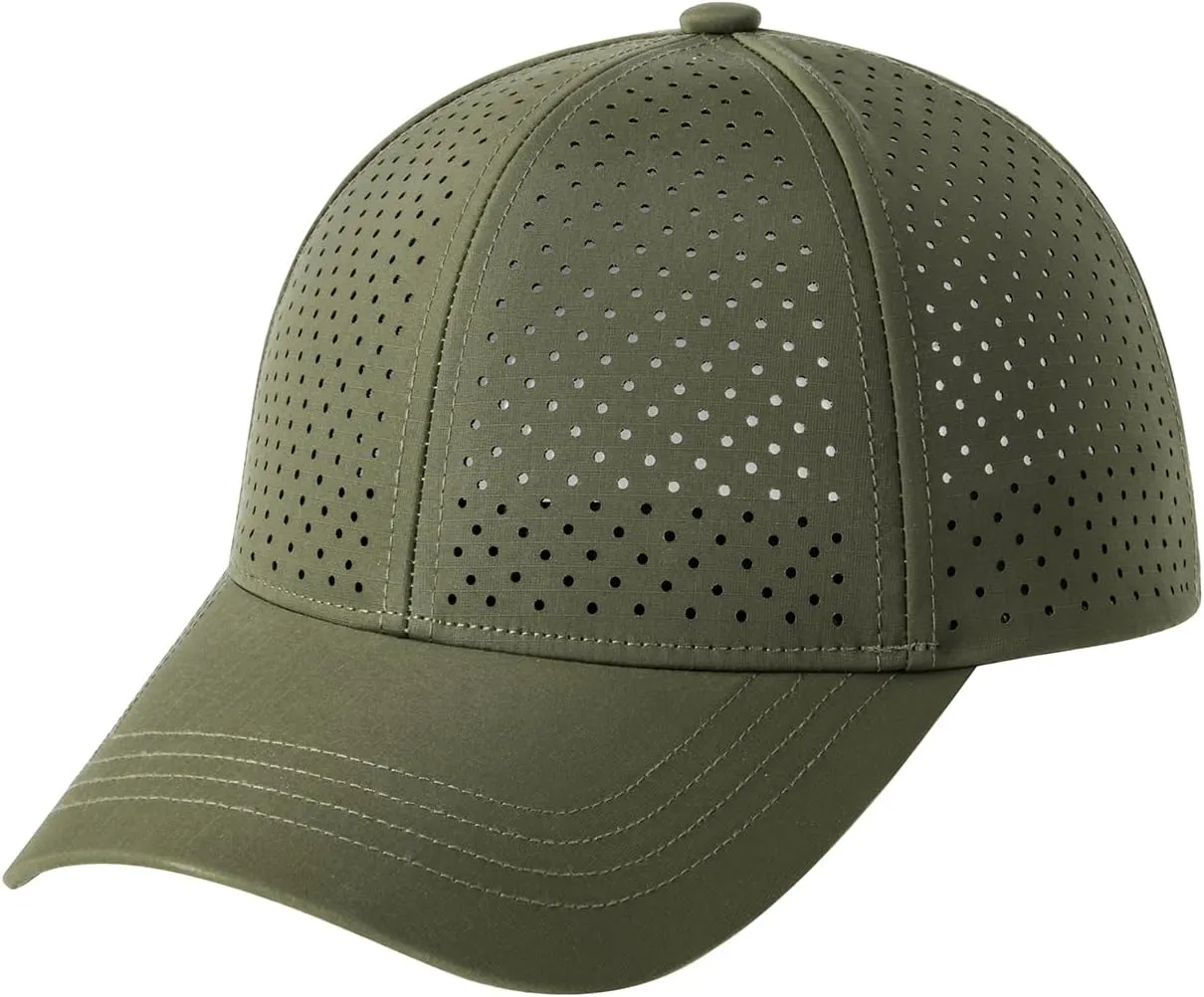 Men Summer Adjustable Performance Hat Breathable Snapback Laser Perforated Mesh Baseball Cap