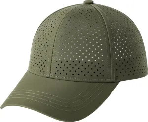 Men Summer Adjustable Performance Hat Breathable Snapback Laser Perforated Mesh Baseball Cap