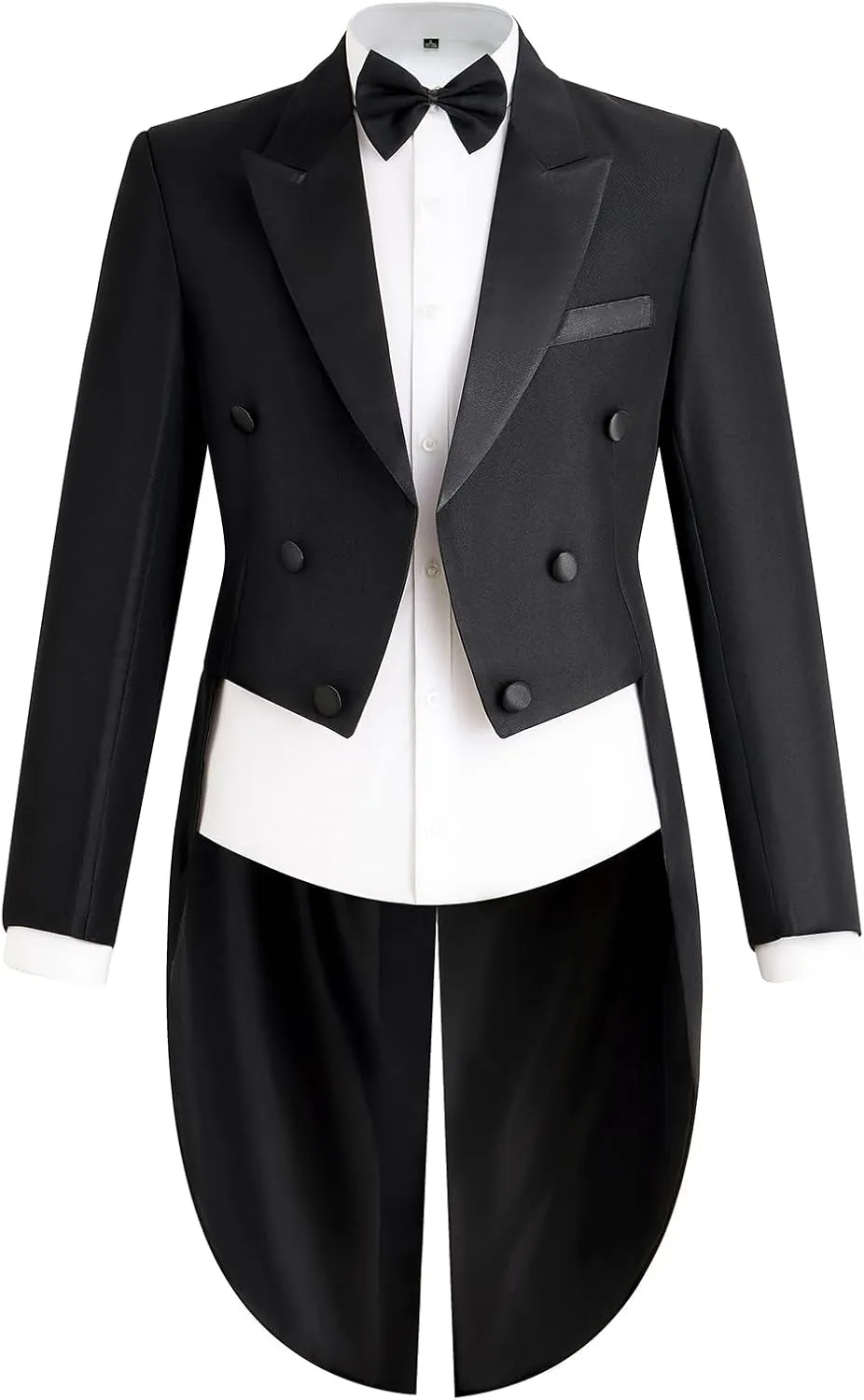Mens Tailcoat Suit Jacket Tuxedo Double Breast Swallow Tail Coat Pants Bow Tie