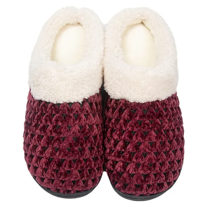 Roxoni Women's Fleece Trim Knit Sweater Furr Clog Indoor Outdoor Slipper