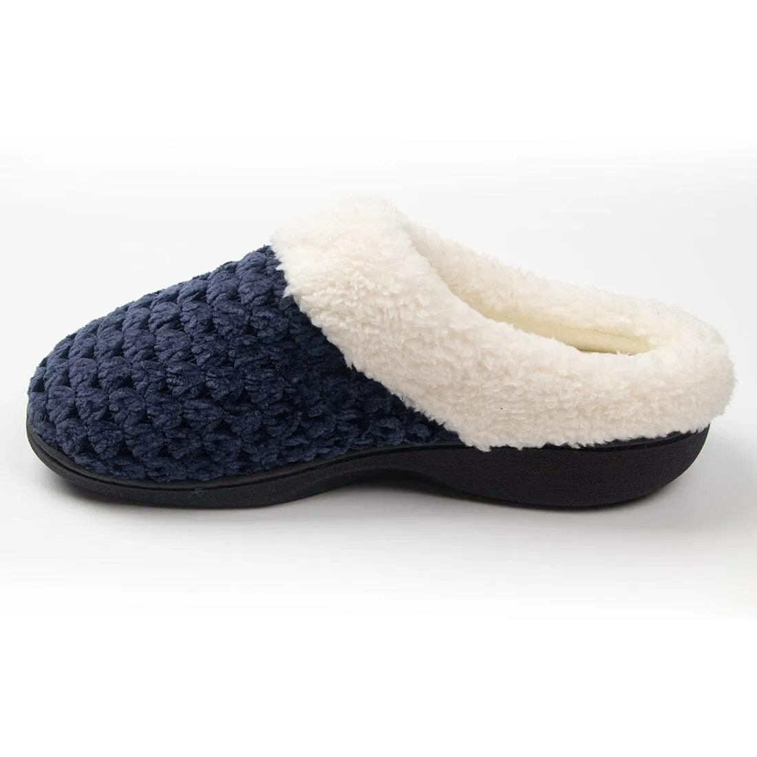 Roxoni Women's Fleece Trim Knit Sweater Furr Clog Indoor Outdoor Slipper