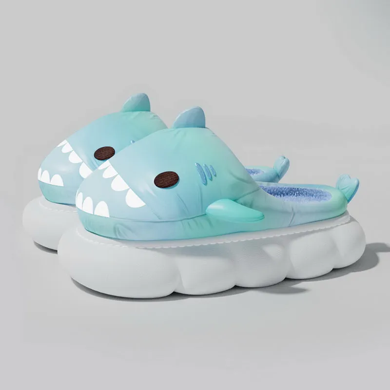 Shark Indoor And Outdoor Non-slip Thick Bottom Cotton Slippers For Women