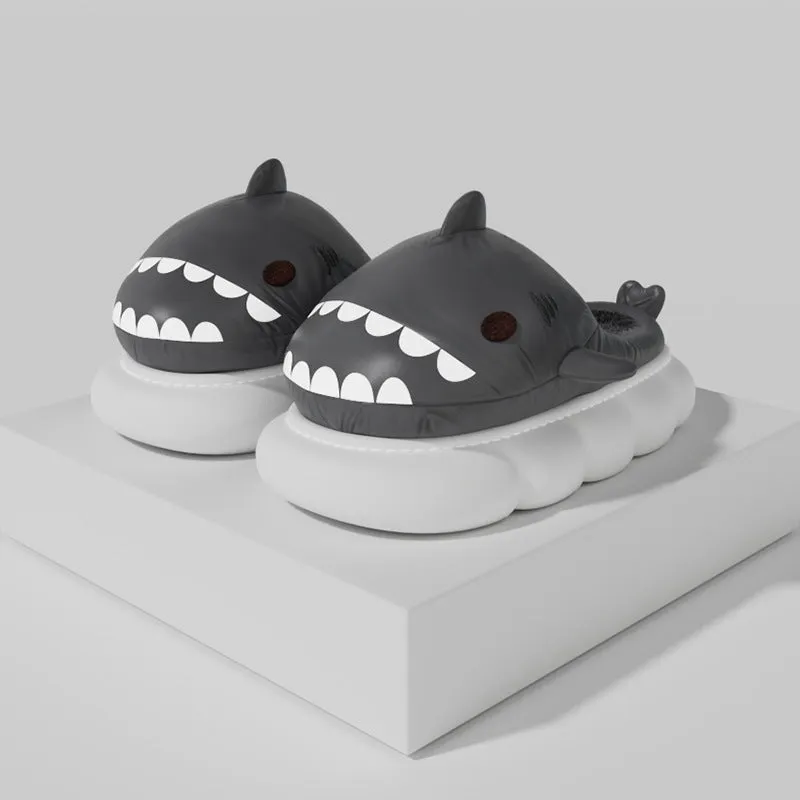 Shark Indoor And Outdoor Non-slip Thick Bottom Cotton Slippers For Women