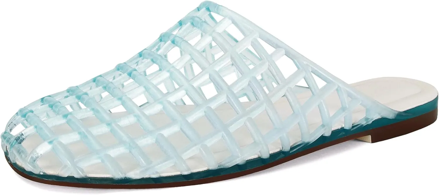 Women's Red Jelly Mesh Slides, Comfortable Flat Slip On Sandals, Casual Summer Beach Slippers