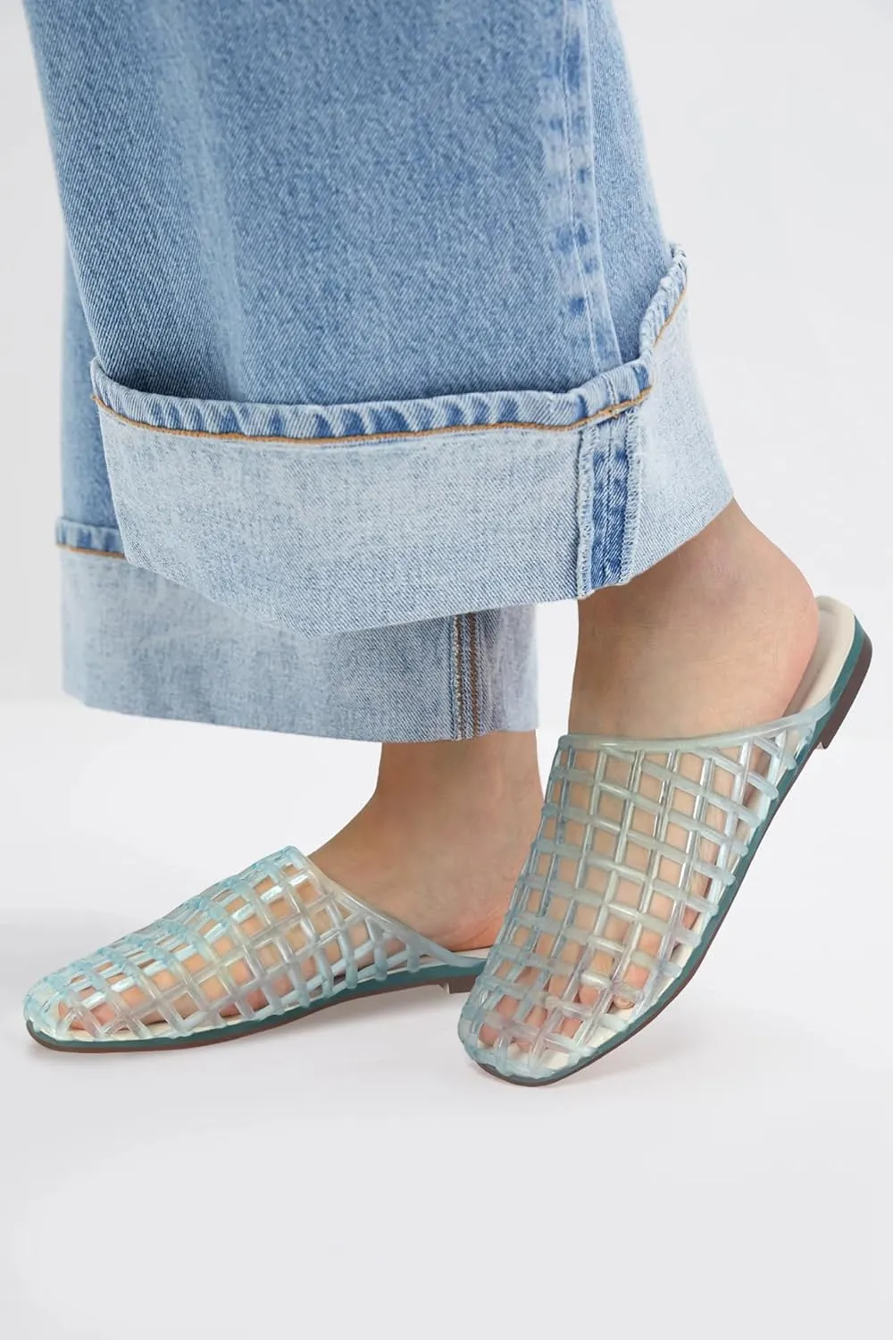 Women's Red Jelly Mesh Slides, Comfortable Flat Slip On Sandals, Casual Summer Beach Slippers